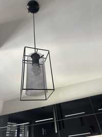 Lampa wisząca czarna loftowa klosz szklany