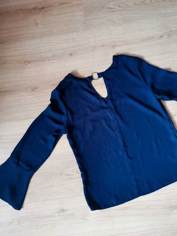 Granatowa elegancka bluzka 44 42 XXL szerokie rękawy