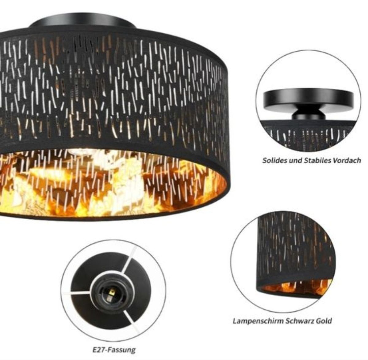 Żyrandol, lampa sufitowa, czarna, ażurowa, 30 cm śr. 1 punktowa, E27