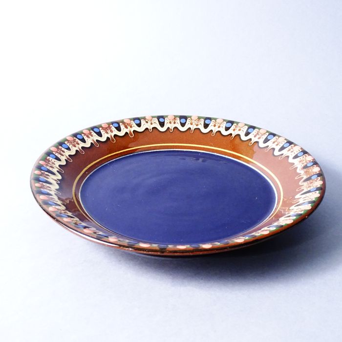 folk ręcznie malowany naścienny gliniany talerz patera