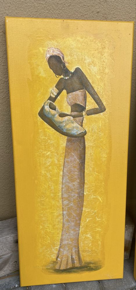 Conjunto de 2 Quadros Estilo Africano – Arte Étnica com Tema Materno