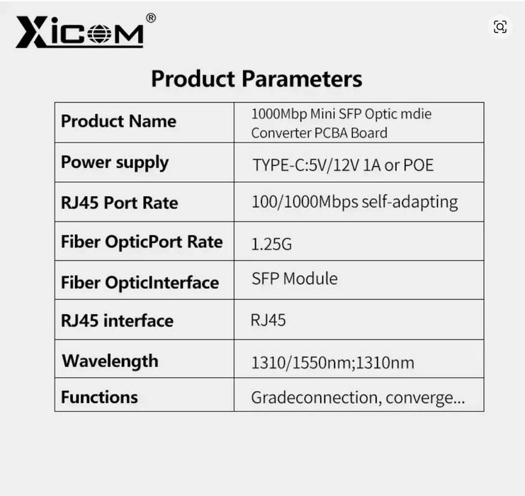 Медіа Конвертер Xicom Mini RPOE 1.25G