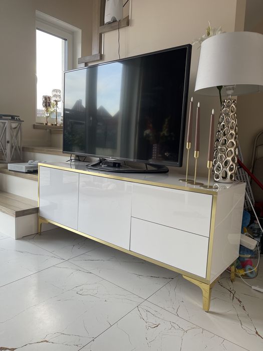 Szafka RTV Biało-złota