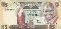 Banknot do kolekcji - ZAMBIA - 5 Kwacha, stan bankowy, UNC