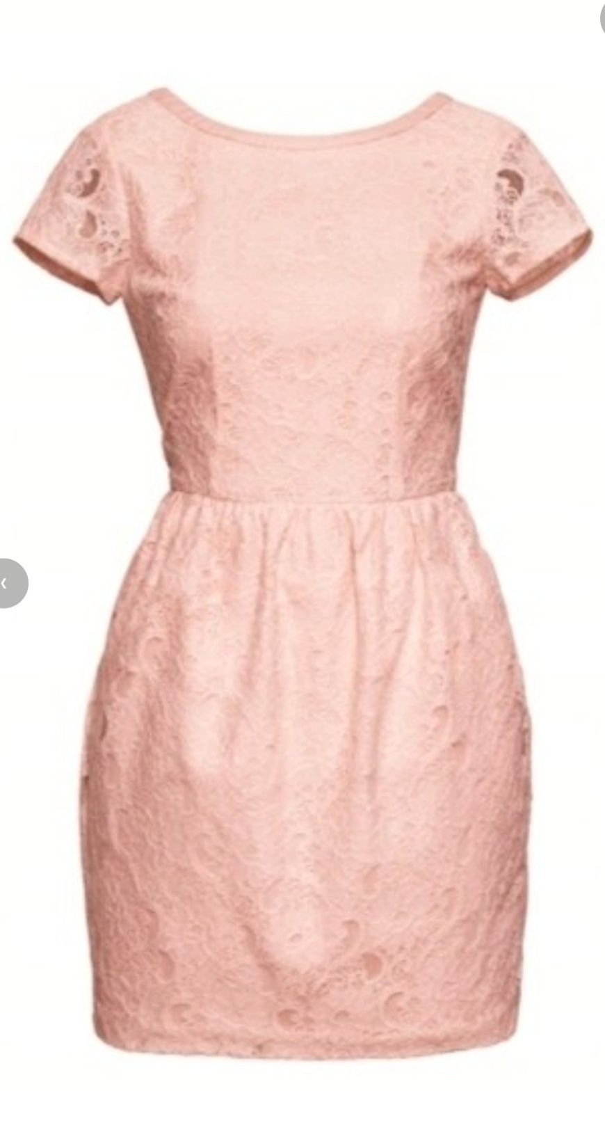 H&M nowa bawełniana koronkowa sukienka pudrowy róż xs 34 dekolt słodka