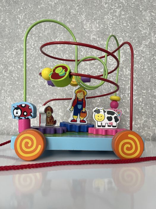 Дерев'яний лабіринт-каталка Viga Toys, машинка