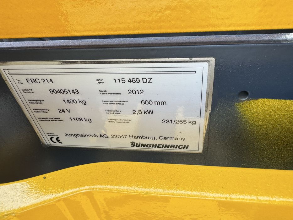 Paleciak elektryczny Jungheinrich 470 cm 1400 kg 2012 r ERC 214