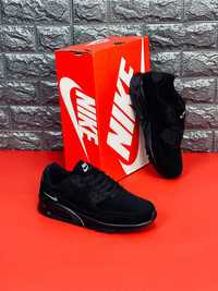 Мужские Кроссовки Nike Air Max 90 Черны Кожаные Кроссовки Найк