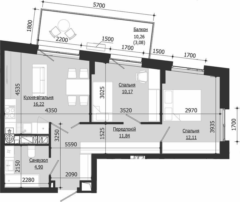 Продаж 2 кім. квартири SOUL PARK вул П. Орлика 58,32 кв.м