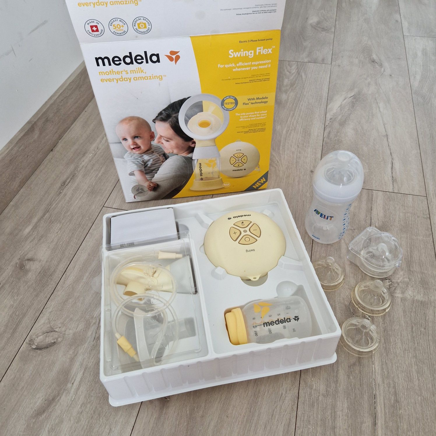 Medela swing flex Laktator plus zestaw avent nowy