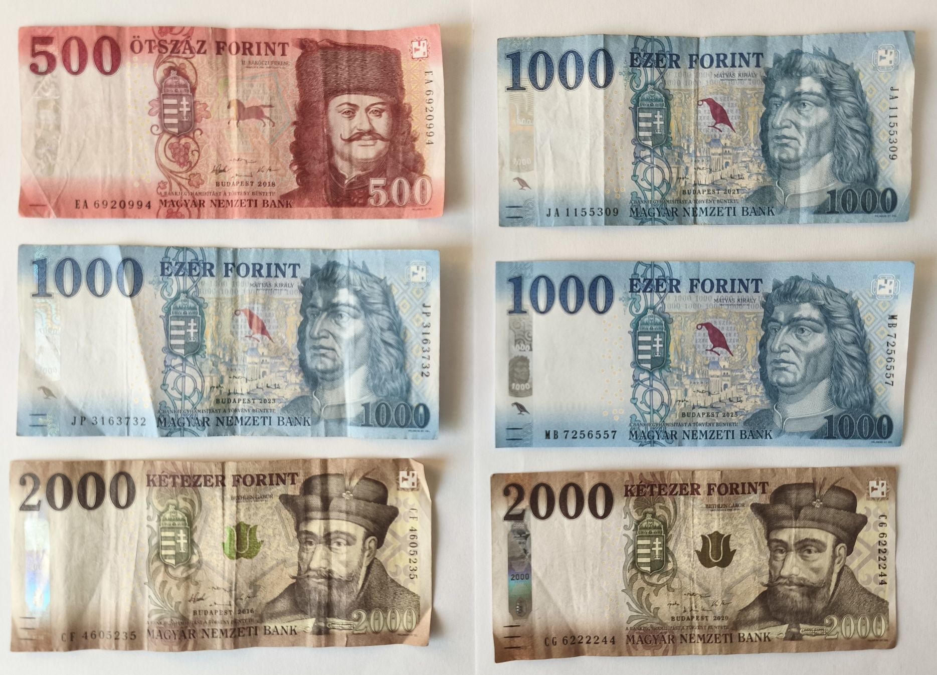 Notas Hungria 500 / 1000 / 2000 Forint