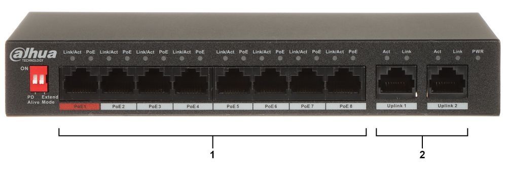 PFS3010-8ET-96-V2 - switch PoE 8-port + 2 RJ45