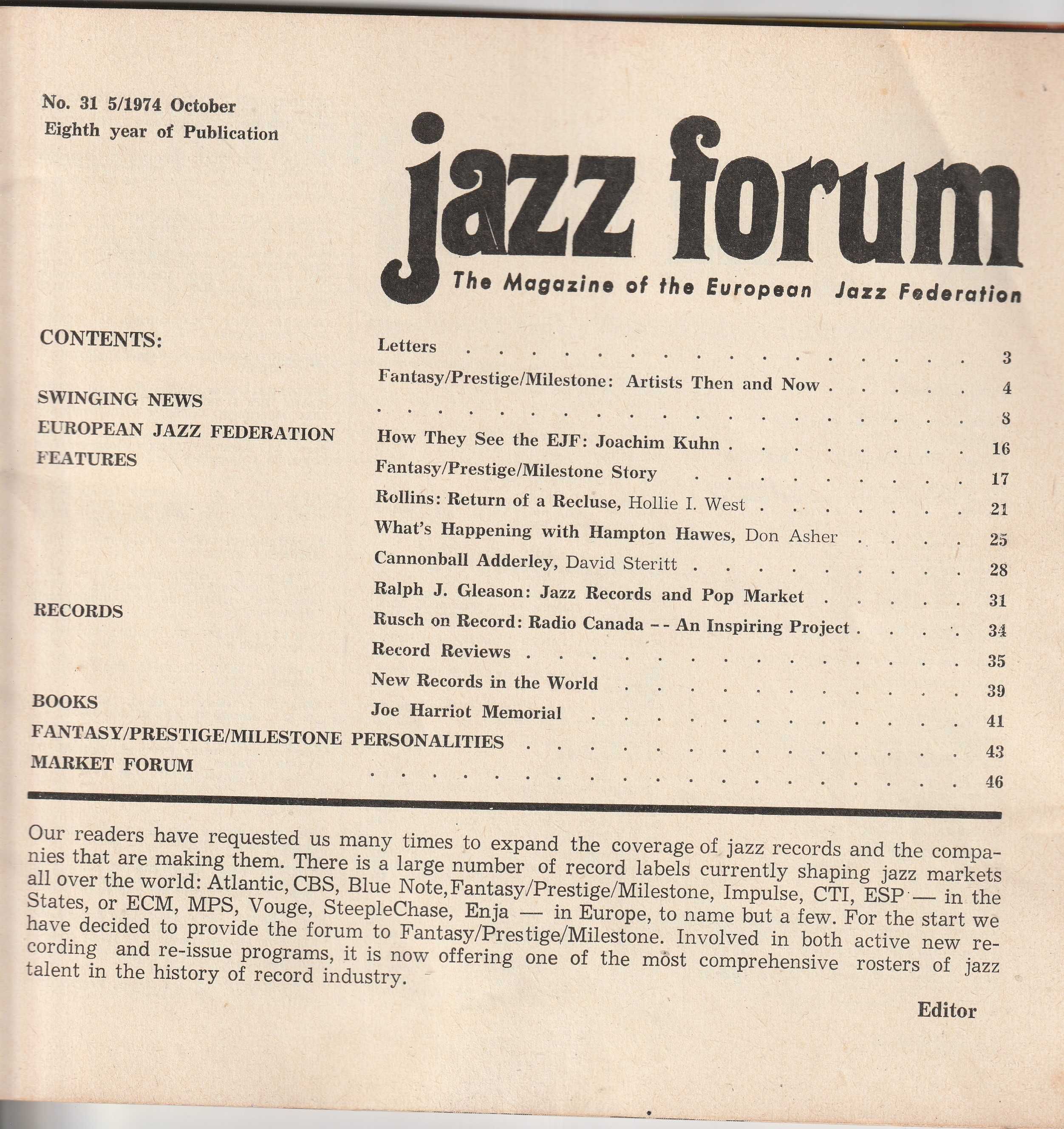 Jazz forum 5/1974 wersja angielska