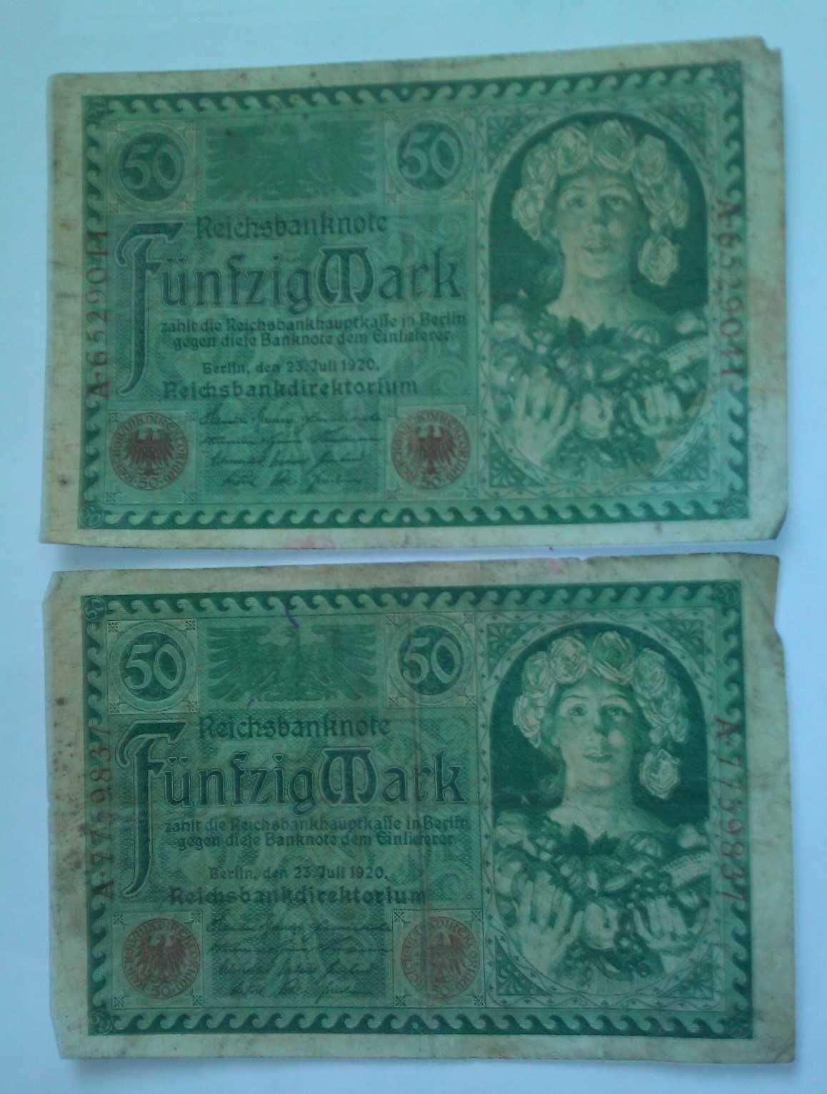 Banknoty niemieckie z 1920 r.