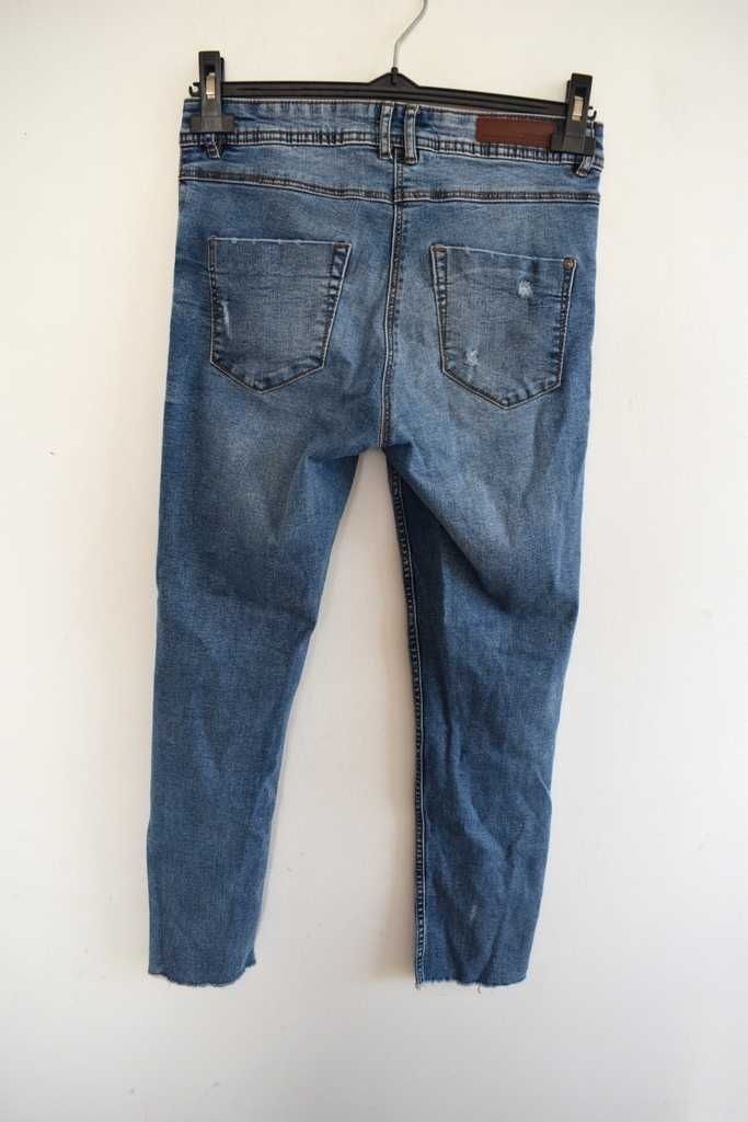 Monnari skinny z dziurami 36 s wysoki stan spodnie jeansy