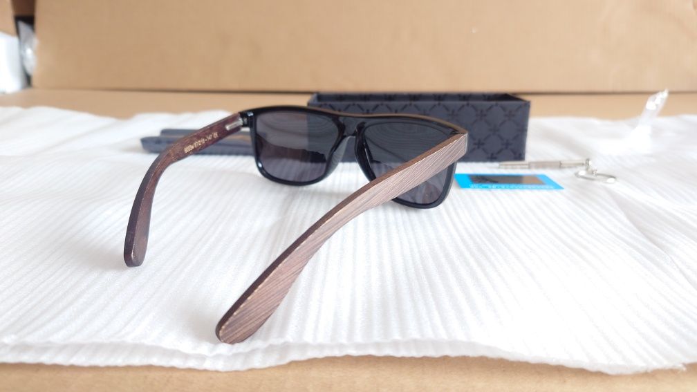 Okulary przeciwsłoneczne z polaryzacją UV400 jak drewniane Męskie