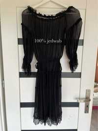 Sukienka midi maxi długa na strój kąpielowy z koronką jedwabna jedwab