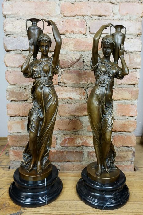 KOBIETY z dzbanami duże figury z brązu para boginie wys.70 cm