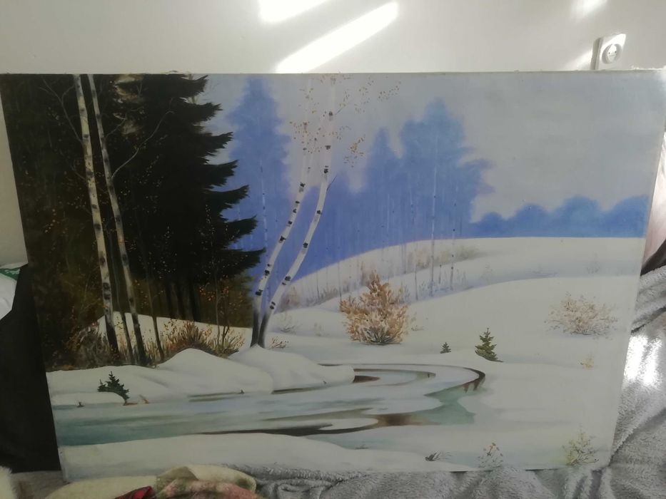 Картина маслом велика "Зима" 100 Х 70 см
