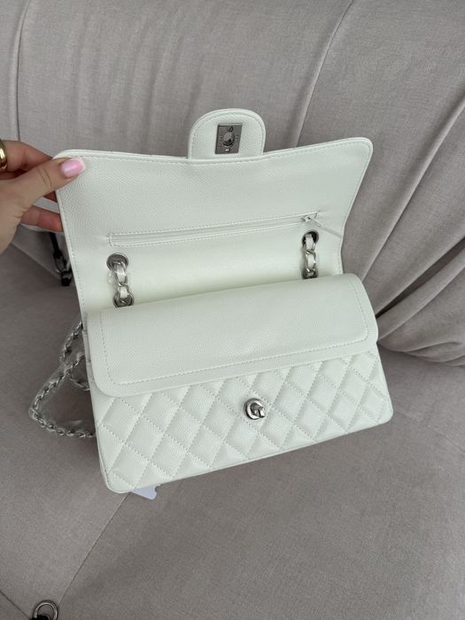 Сумка Chanel 2,55 шкіра | біла | срібна фурнітура