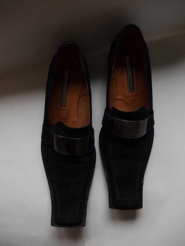 buty półbuty czarne skórzane zamszowe eleganckie mokasyny kant 36 37