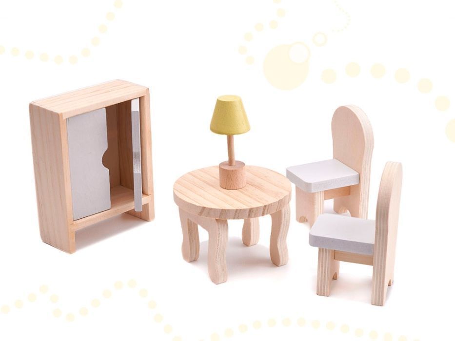 Piękny DOMEK dla LALEK Dzieci EKO DREWNIANY Willa z Meblami 70CM LED