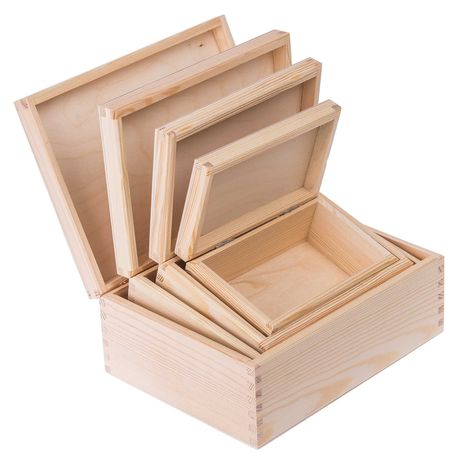 Drewniane pudełko prostokąt 4w1