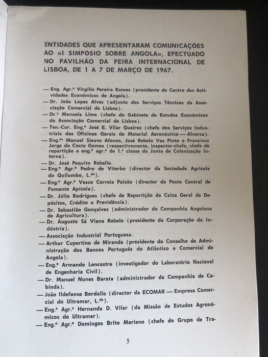 Primeiro Simposio sobre Angola 1967