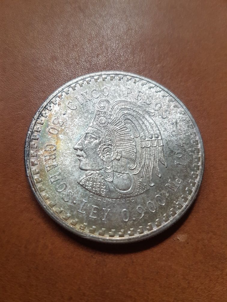 5 pesos 1948 Meksyk peso indianin
