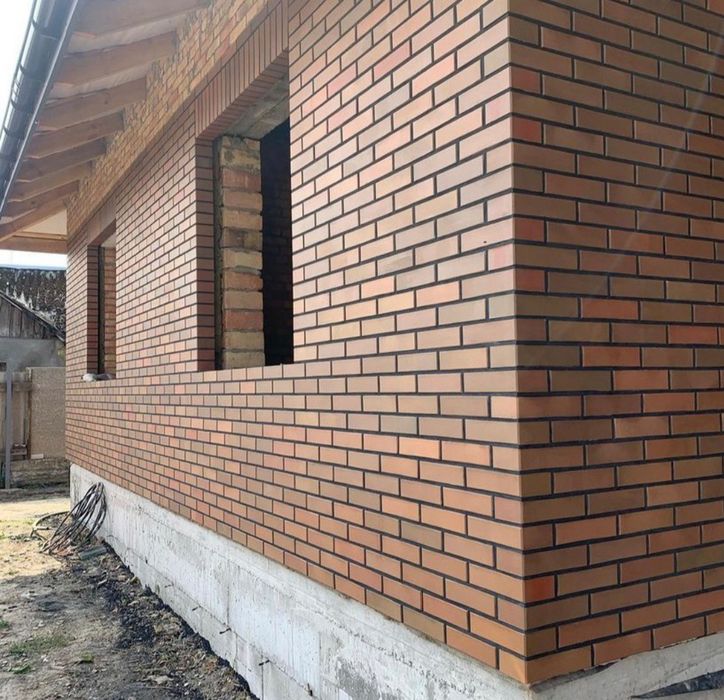 Цегла лицювальна Флеш Євро Графіт  Фасадна Клінкерна