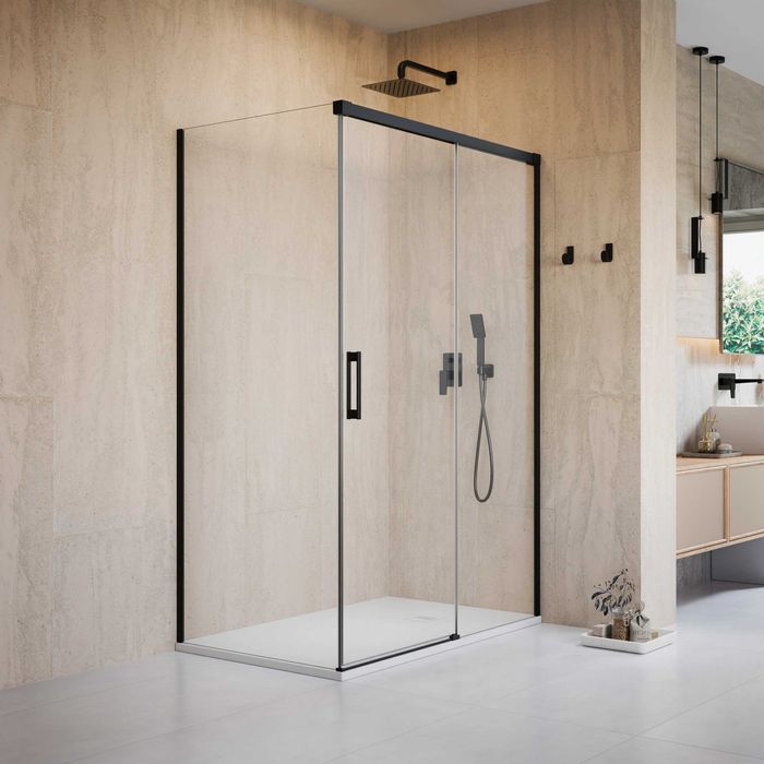 RADAWAY Idea Black KDJ 120x80 cm - prawa - przejrzyste