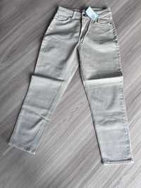 H&M dżinsy, jeansy mom, beżowe, rozm. 42