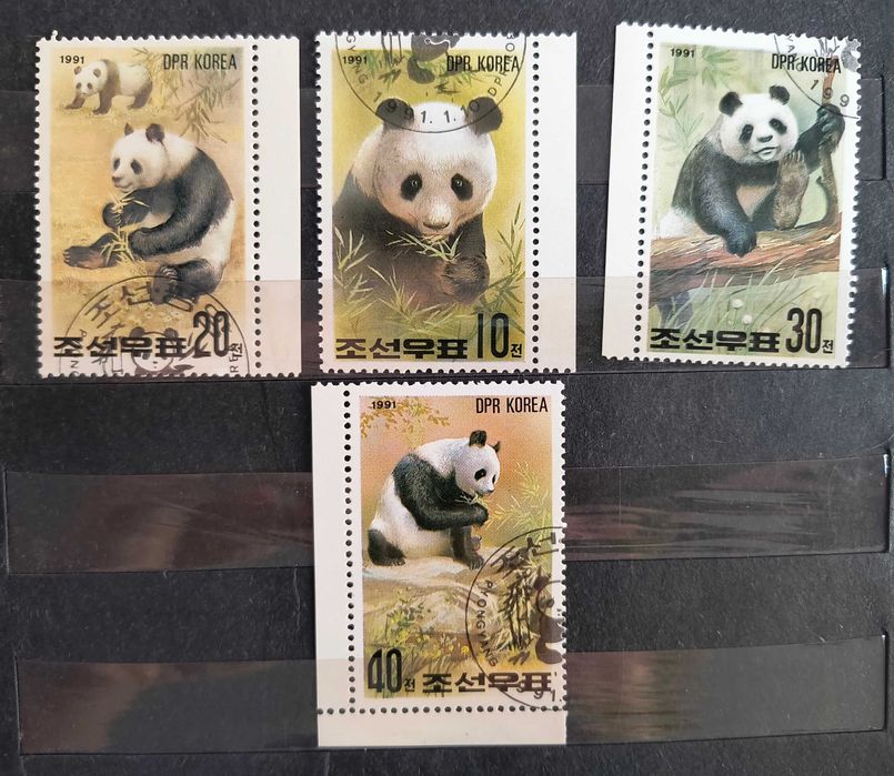 Zestaw znaczków - Panda - Korea 1991