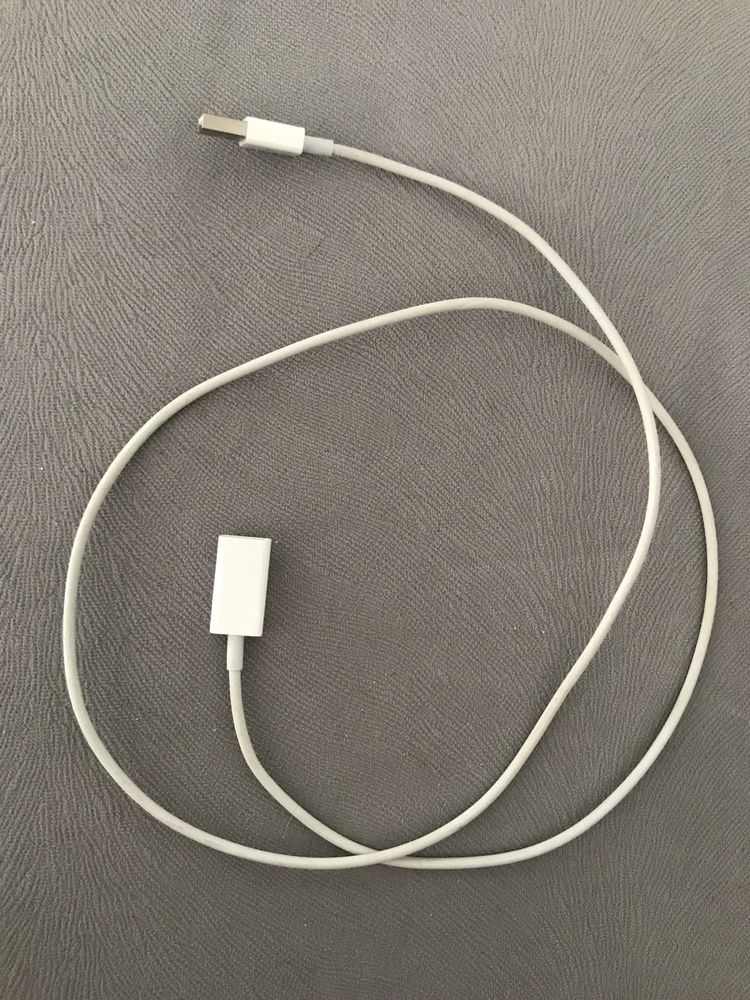 Cabo branco USB da Apple com entrada fêmea 1 metro