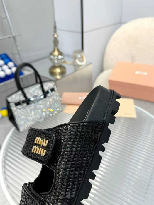 Miu Buty, sandaly klapki, skora od reki