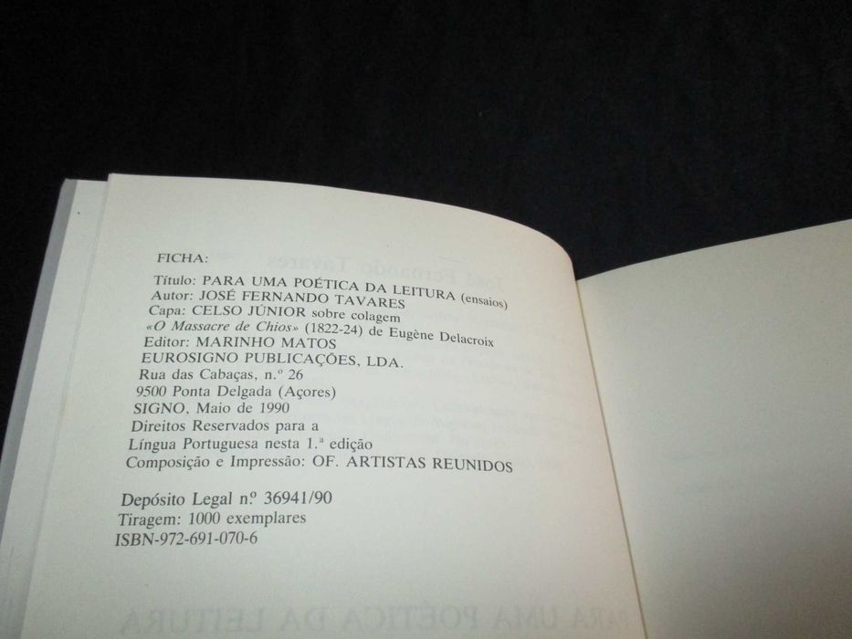 Livro Para uma Poética da Leitura Ensaios