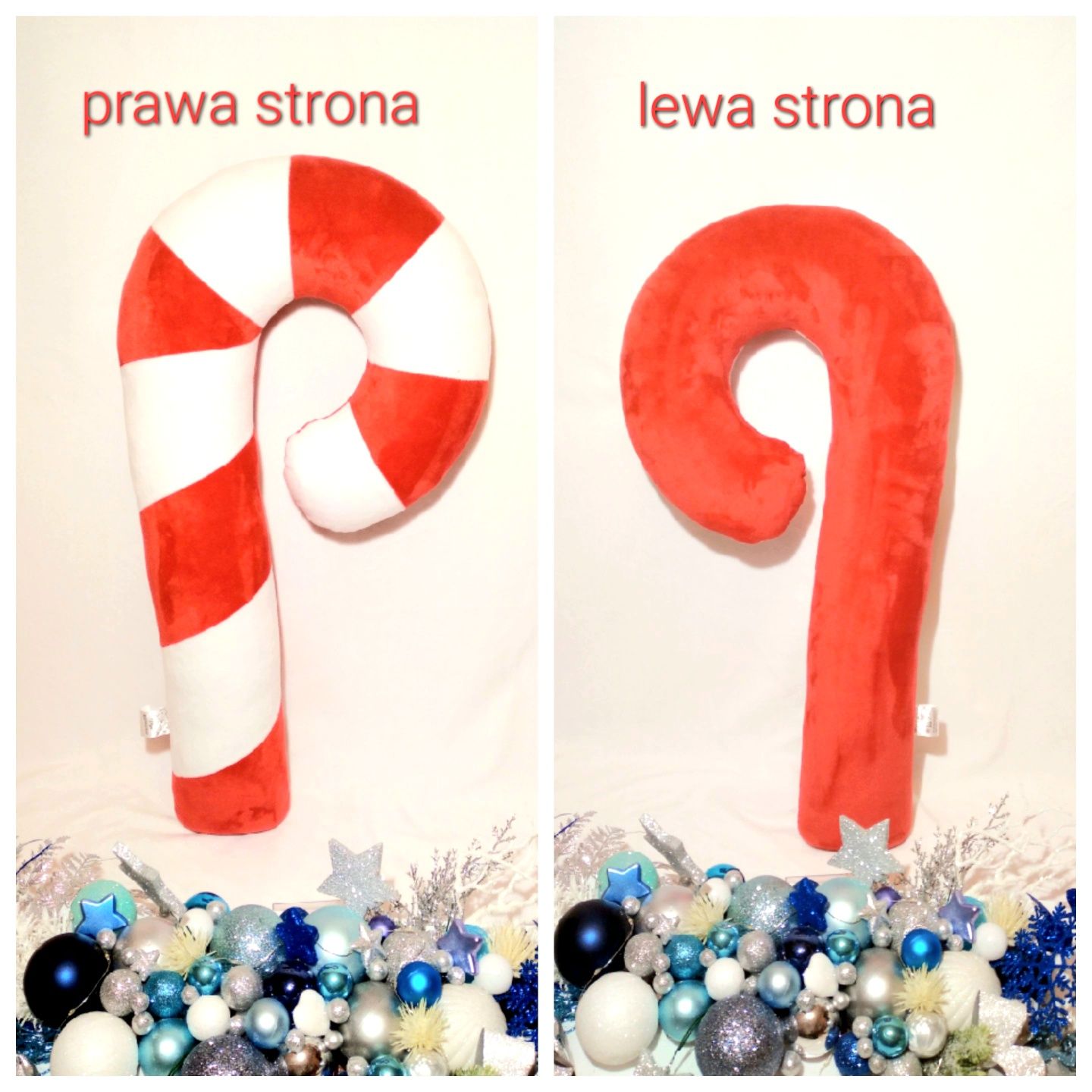 Świąteczna poduszka lizak laska Maxi 65cm jednostronna