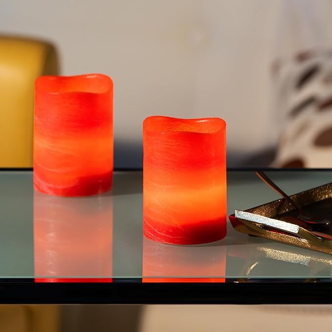 Świeczki LED Parvo Flower Power, Zestaw 8 szt., Czerwone, Real Wax
