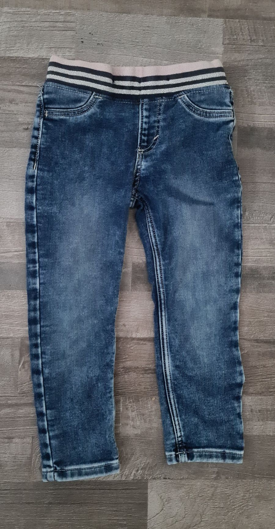 Spodnie z miękkiego jeansu tregginsy regulacja w pasie na gumce H&M 98