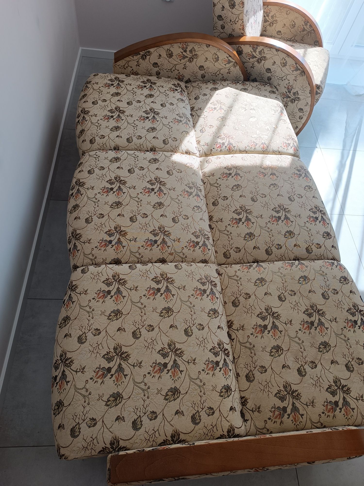 Wypoczynek w kwiaty róże wersalka 2 fotele komplet kanapa sofa zestaw
