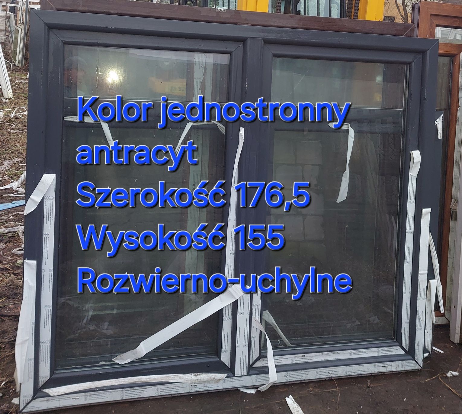 Okno Antracyt 136x137 3 szyby 3 uszczelki Fix -30%