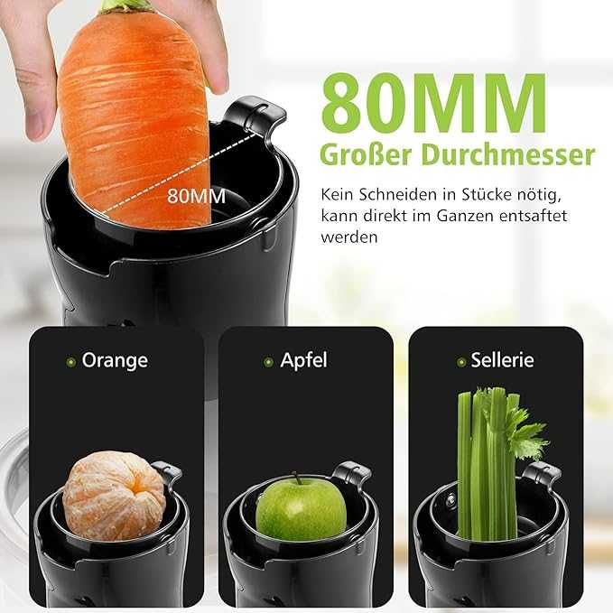 AOBOSI Slow Juicer Sokowirówka z Funkcją Odwrotną 2 Rozmiarami Filtra