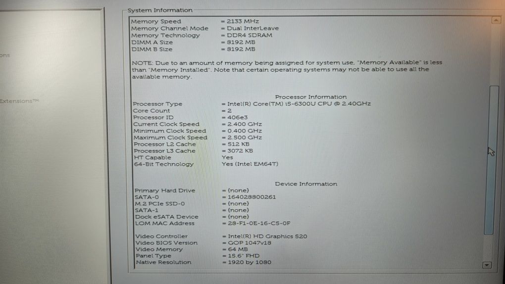 Dell Latitude E5570 i5-6300U