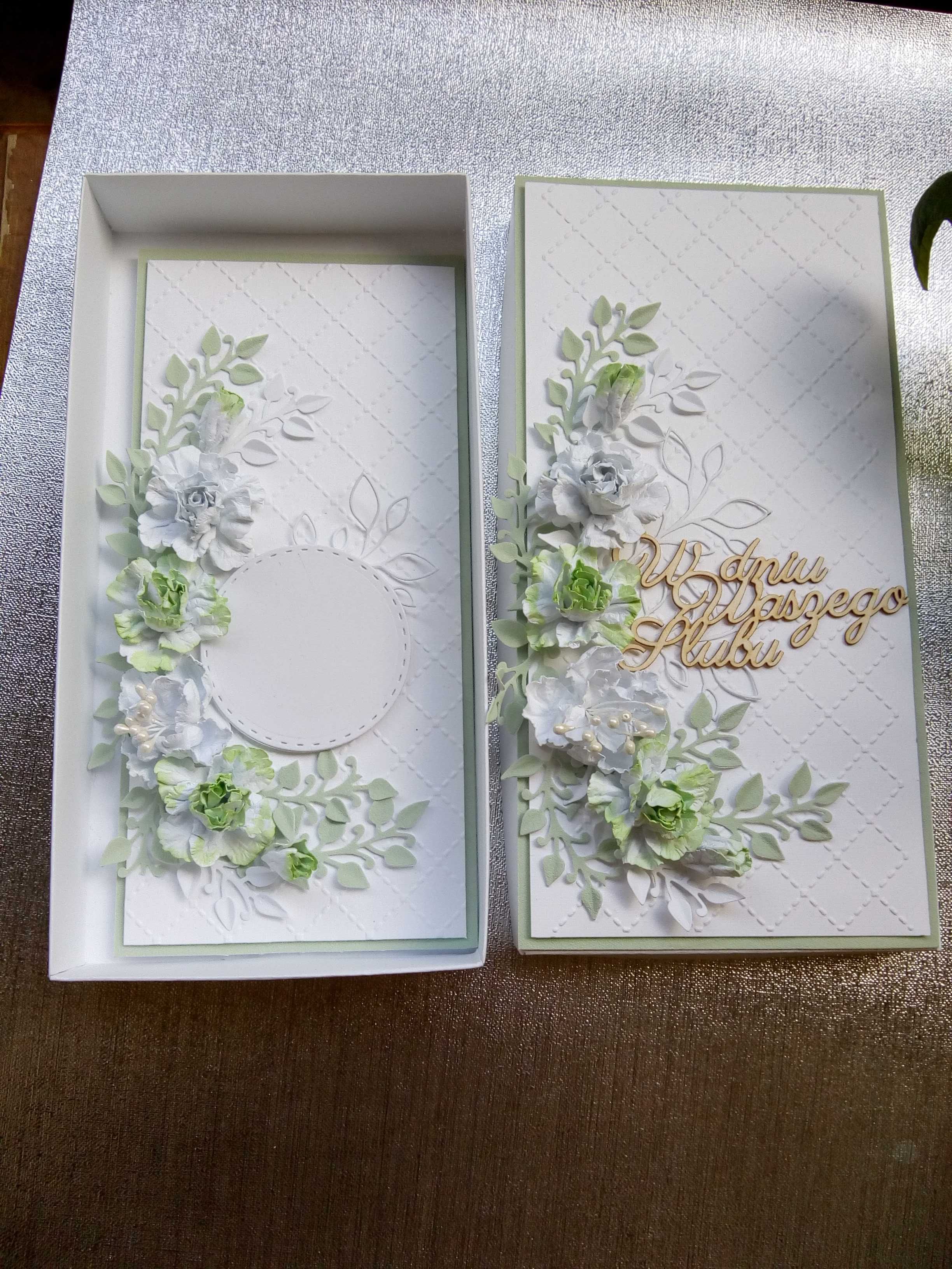 Kartka ślub, urodziny, chrzciny ręcznie robiona, w pudełku