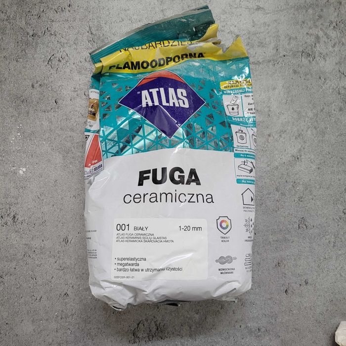 Atlas Fuga ceramiczna, 001 biały, połowa opakowania (około 1 kg)