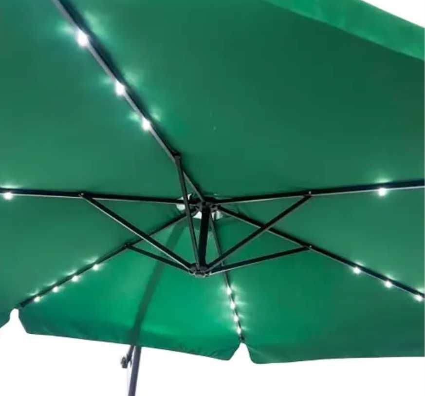Розкладна садова парасоля зонт Bonro 3 м + LED. Зелена, чорна.