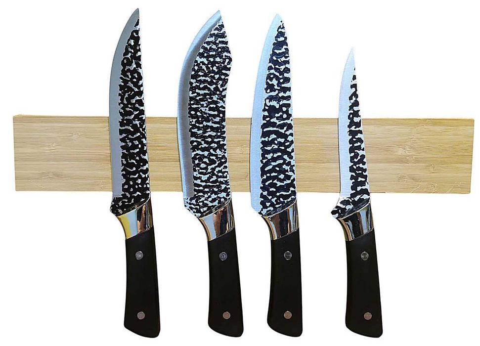 Magnetyczna listwa bambus 40 cm + ostre duże noże kuchenne + pokrowce