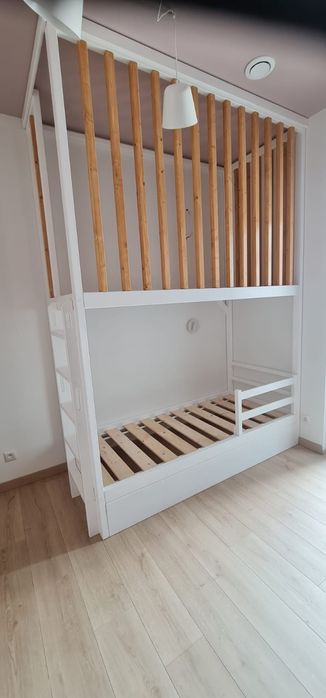 Antresola łóżko pietrowe lamele łóżko drewniane 90x200