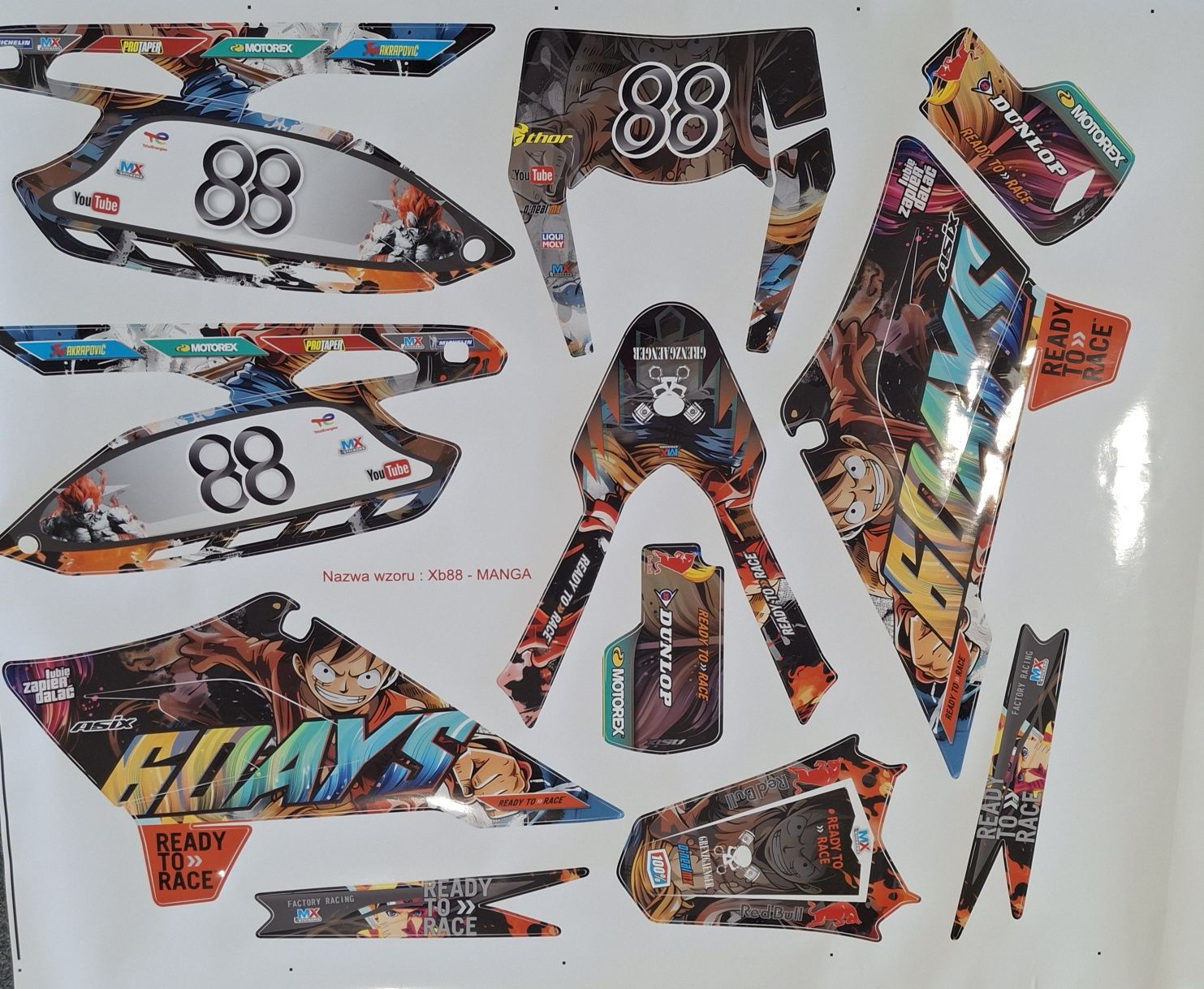 Okleina motocyklowa Asix XB88 250 , 300  wzór MANGA