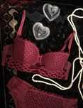 Luxury lingerie Maison Lejaby Paris burgundy bra & panties lace velvet